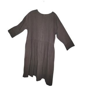 Lintu Laulu Japanese Oversize Dress Putty Gray Long Sleeve Pockets Lagenlook